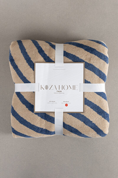 Picture of Koza Home Twin Blanket Soft Cotton Single Blanket Coffee Blue 150 x 200 5033A Single
