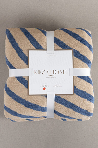 Picture of Koza Home Twin Blanket Soft Cotton Double Blanket Coffee Blue 200 x 220 5037A Double