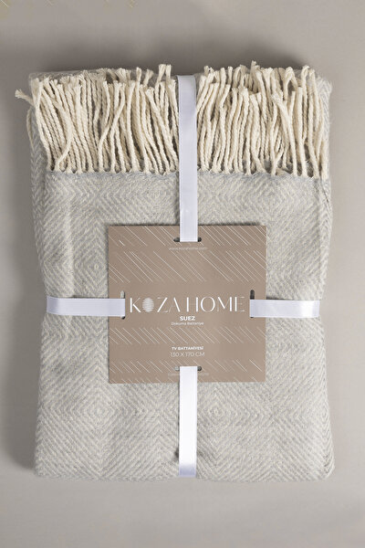 Picture of Koza Home Suez Grey White Color Wool Tv Blanket 91247 130x170 cm Single