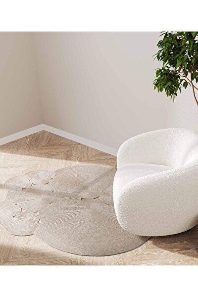 Picture of Koza Carpet Boulder Hand Knitted Round Beige Cotton Washable Carpet Rug Balcony Terrace Living Room Corridor Carpet Wicker Carpet 69585 120 x 180