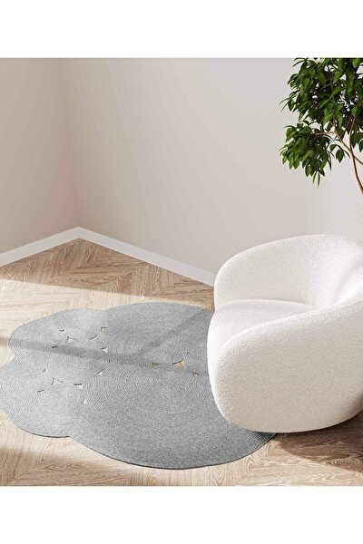 Picture of Koza Carpet Boulder Hand Knitted Round Gray Cotton Washable Carpet Rug Balcony Terrace Living Room Corridor Carpet Wicker Carpet 69587 120 x 180