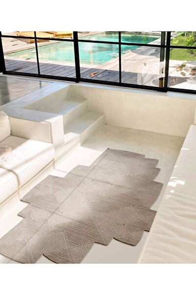 Picture of Koza Carpet Boulder Hand Knitted Square Beige Cotton Washable Carpet Rug Balcony Terrace Living Room Corridor Carpet Wicker Carpet 69588 120 x 180
