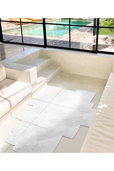 Picture of Koza Carpet Boulder Hand Knitted Square White Cotton Washable Carpet Rug Balcony Terrace Living Room Corridor Carpet Wicker Carpet 69589 120 x 180