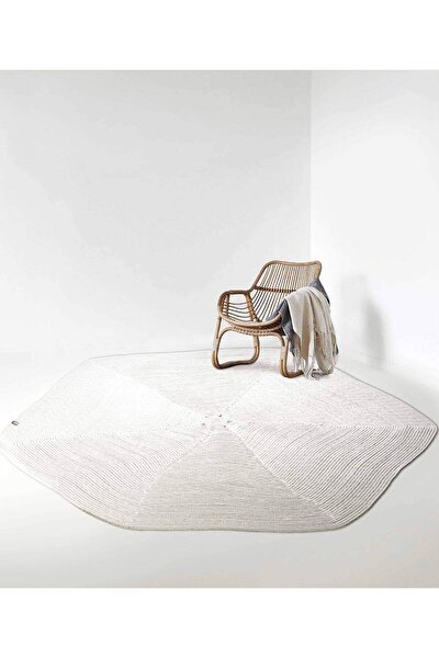 Picture of Koza Carpet Boulder Hand Knitted Hexagon White Cotton Washable Carpet Rug Balcony Terrace Living Room Corridor Carpet Wicker Carpet 69592 120 x 120