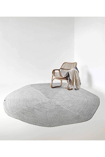 Picture of Koza Carpet Boulder Hand Knitted Hexagon Gray Cotton Washable Carpet Rug Balcony Terrace Living Room Corridor Carpet Wicker Carpet 69593 120 x 120