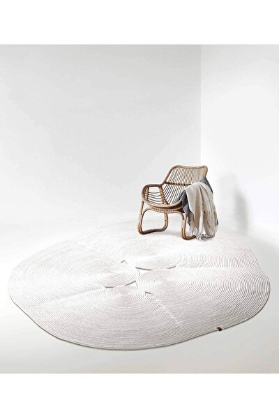 Picture of Koza Rug Boulder Hand Knitted Ellipse White Cotton Washable Rug Balcony Terrace Living Room Corridor Rug Wicker Rug 69595 120 x 180