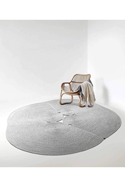 Picture of Koza Carpet Boulder Hand Knitted Ellipse Gray Cotton Washable Carpet Rug Balcony Terrace Living Room Corridor Carpet Wicker Carpet 69596 120 x 180