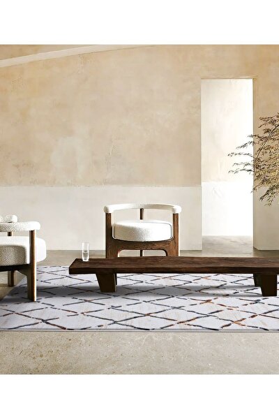 Picture of Koza Halı Maze Tile Earth Patterned Plush Carpet 7453 80 x 150