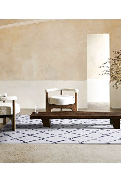 Picture of Koza Halı Maze Tile Anthracite Patterned Plush Carpet 7454 80 x 150