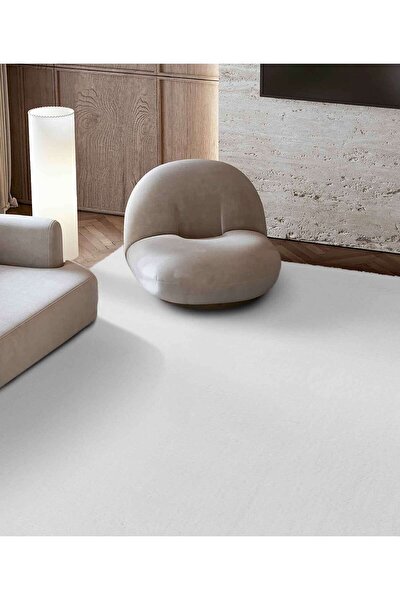 Picture of Koza Halı Maze Plain White Non-Slip Based Plush Carpet 19877 80 x 150