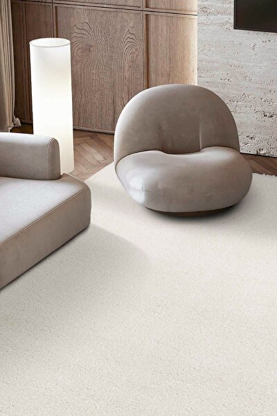 Picture of Koza Halı Maze Plain Ecru Non-Slip Based Plush Carpet 19878 80 x 150