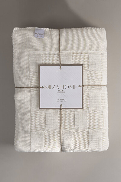 Picture of Koza Home Plaid Cream Double Blanket 200x220 15000 Double