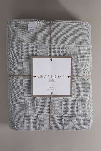 Picture of Koza Home Plaid Gray Double Blanket 200x220 15005 Double