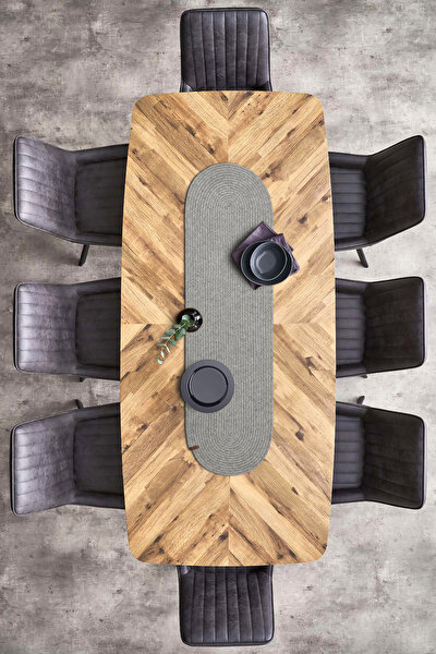 Picture of Koza Home Cesta American Service Handmade Cotton Gray Jute Knitted Decorative Plain Runner 37x136cm 9685 37 x 136