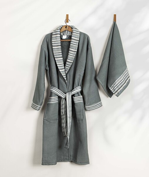 Picture of Koza Home Limira Set of 2 Green Cotton 1 Bathrobe L-XL 1 Dowry Towel 50x90 2235 L-XL