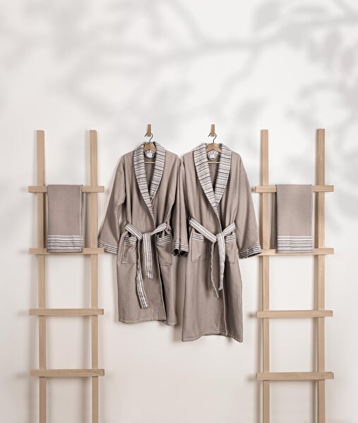 Picture of Koza Home Limira Set of 4 Mink Cotton 2 Bathrobes (1 SM)-(1 L-XL) 2 Dowry Towels 50x90 2238 SML-XL
