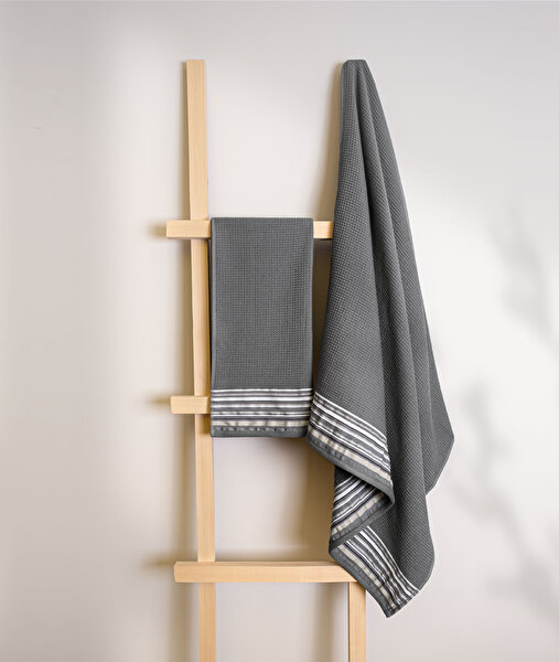 Picture of Koza Home Limira 2-Piece Anthracite Dowry Towel Set 50x90-90x150 2259 50 x 90 - 90 x 150