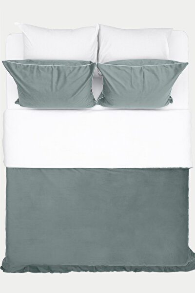 Picture of Koza Home Linda Green Velvet Double Duvet Cover Set 200x220 4 Pillows 5009 200 x 220