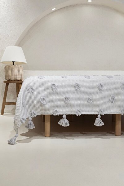 Picture of Koza Home Wanda Gray Double Edge Tasseled Blanket 220x240 5025 220 x 240