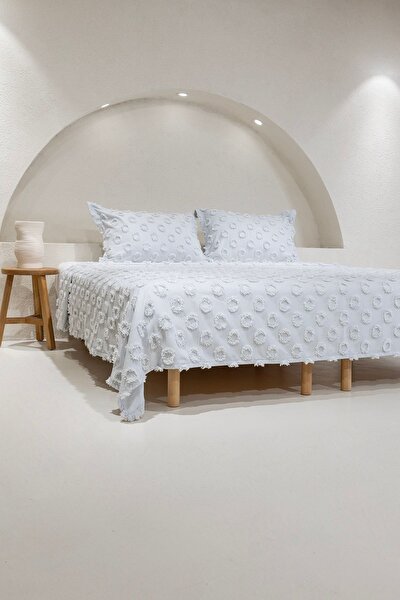 Picture of Koza Home Sitra Gray Double Tasseled Bedspread 230x250 2 Pillow 50x70 5033 230 x 250