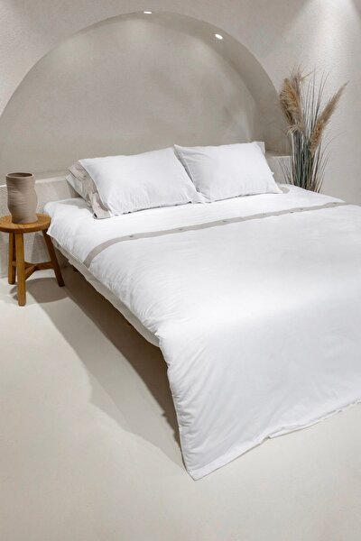 Picture of Koza Home Dave Gray Mother of Pearl Buttoned Double Duvet Cover Set 200x220 4 Pillows 5042 200 x 220