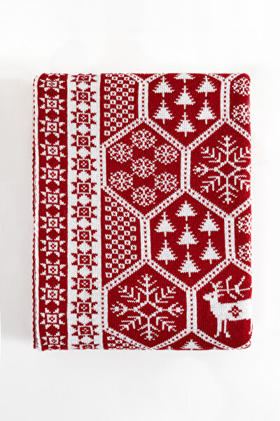 Picture of Koza Home Destino Red New Year Christmas Patterned TV Blanket 130x170 2023 130 x 170