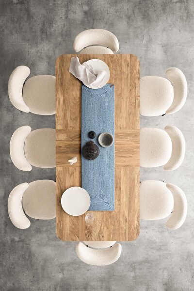 Picture of Koza Home Cesta Handmade Knitted Turquoise Cornered Runner 37x136 4004 37 x 136