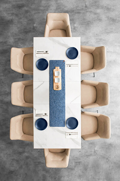 Picture of Koza Home Cesta Handmade Knitted Navy Blue Cornered Runner 37x136 4018 37 x 136