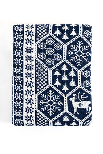 Picture of Koza Home Destino Blue New Year Christmas Patterned Tv Blanket 130x170 2022 130 x 170