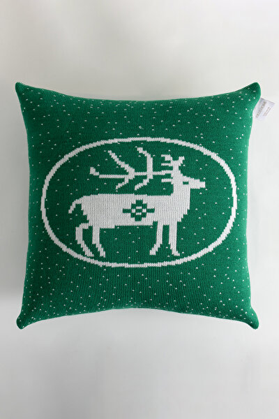 Picture of Koza Home Destino Green New Year Christmas Deer Patterned Square Cushion Cover 45x45 2025 45 x 45