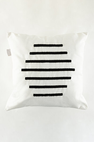 Picture of Koza Home Craft Black Stripe Patterned Beaded Fiber Filled Cushion 43 x 43 35306A 43 x 43