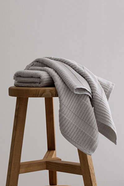 Picture of Koza Home Ivory Gray Border Micro Fiber 100% Cotton 2-Piece Hand Face Towel Set 50 X 90 - 50 X 90 1108A 50 x 90 - 50 90