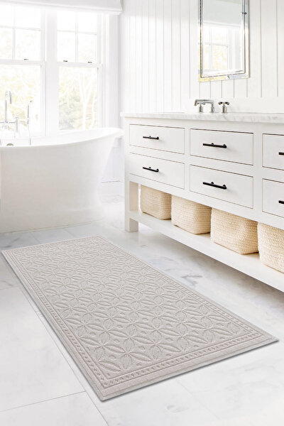 Picture of Koza Halı Country 100% Cotton Kilim Cream Bath Mat Corridor and Entrance Carpet 120x180 8598 120 x 180