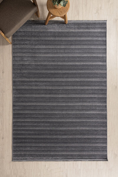 Picture of Koza Halı Stripe Anthracite Rug Non-Slip Base Living Room Living Room Entrance Carpet 33010A 60 x 100