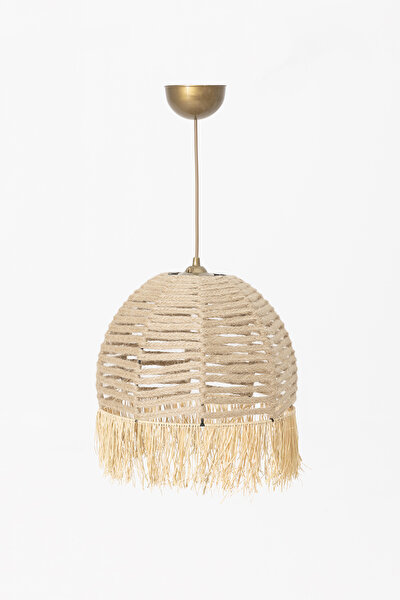 Picture of Koza Carpet Halo Metal Macrame Detailed Straw Tassel Bohemian Chandelier 9091 30 x 80