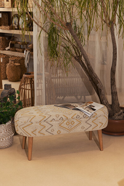Picture of Koza Home Bliss Yellow Ethnic Patterned Cream Bench 40 X 100 XH 47 Cm 4282 100 x 47