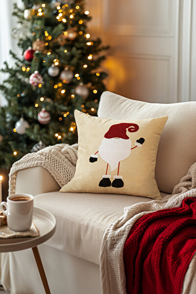 Picture of Koza Home Charm Santa Claus Punch Embroidery Beige Cushion 43X43 35251A 43 x 43