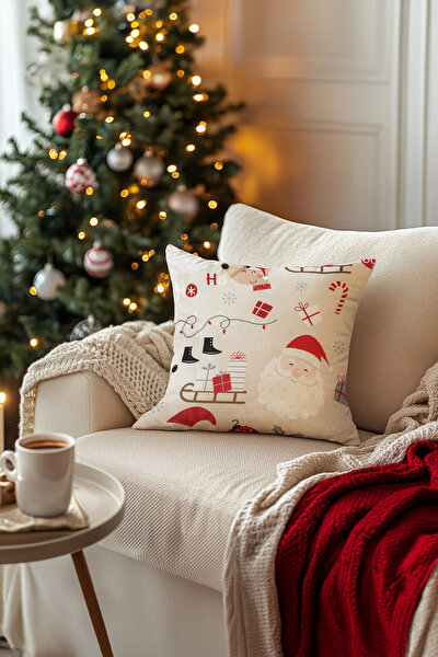 Picture of Koza Home Charm Christmas Themed Special Color Printed Beige Cushion 43X43 35265A 43 x 43