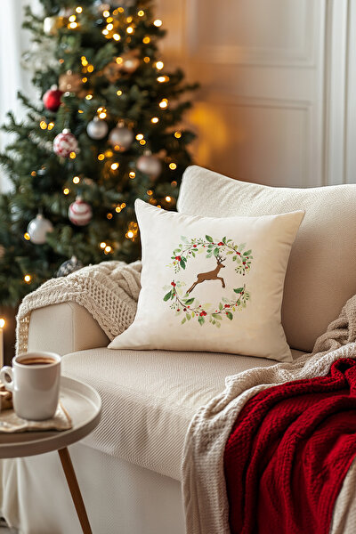 Picture of Koza Home Charm Colorful Deer Printed White Cushion 43X43 35257A 43 x 43