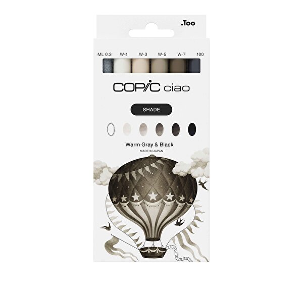 Picture of COPIC CIAO SHADE SET, WARM GRAY &amp;amp; BLACK, 6 PCS