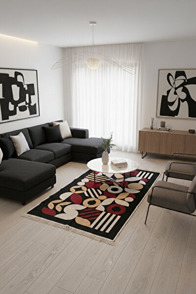 Picture of Lorvian Noletti Modern Bohem Desenli Makinede Yıkanabilir Çift Taraflı Günlük Kullanıma Uygun Kilim
