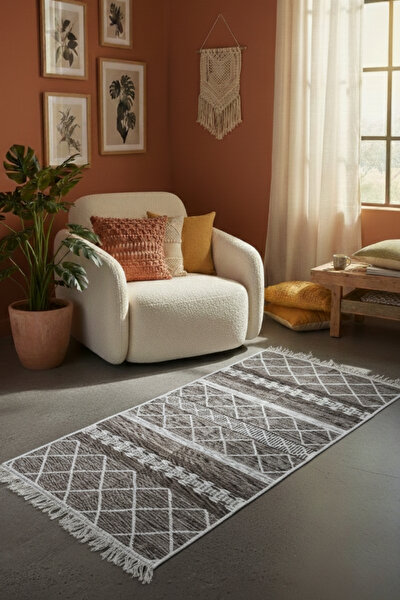 Picture of Lorvian Noletti Bohem Geometrik Desen Makinede Yıkanabilir Kilim Çift Taraflı Pratik ve Günlük Kullanıma Uygun Kilim