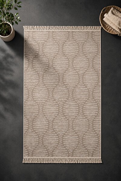 Picture of Lorvian Noletti Minimal Bej Modern Desen Çift Taraflı Makinede Yıkanabilir Ev İçi & Dış Mekan Uyumlu Kilim