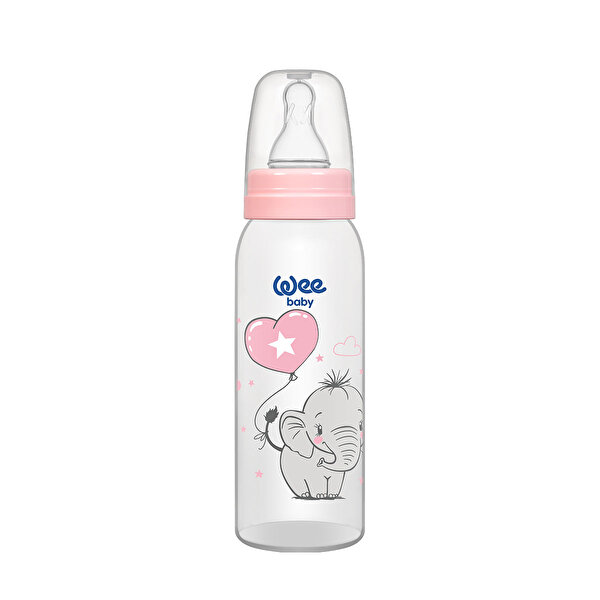 Picture of WeeBaby Classic PP Feeding Bottle 250 ml (silicone nipple No:1) Pink