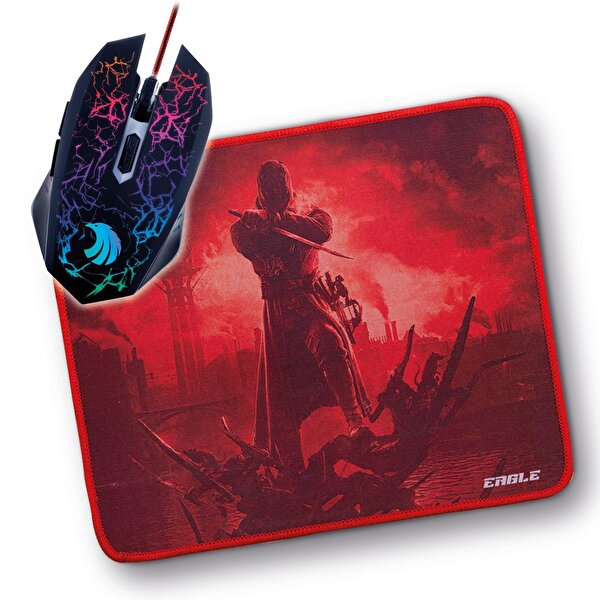 Polosmart PGM02 Gaming Mouse + Mouse Pad Kırmızı. ürün görseli